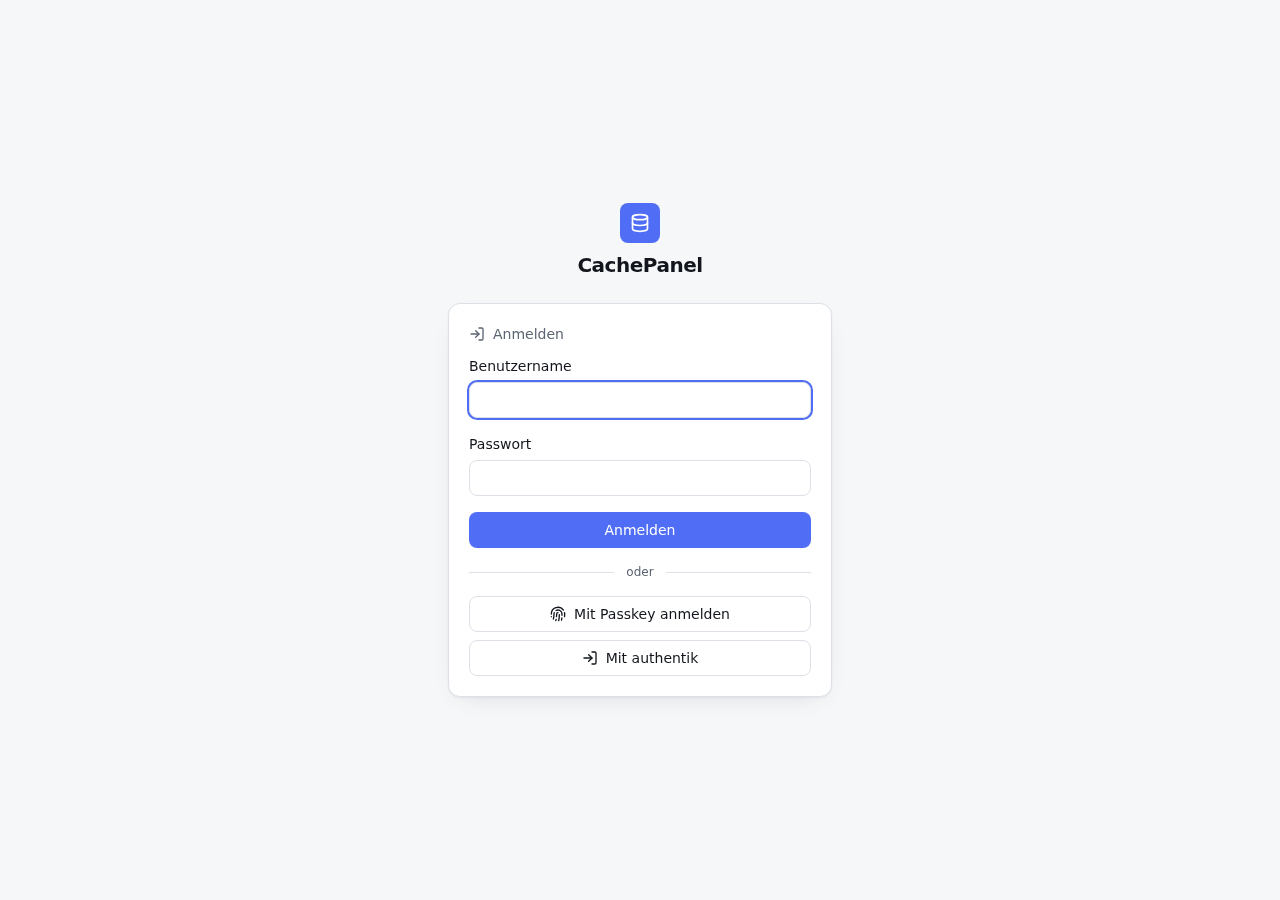 Login-Seite mit Passkey- und SSO-Button